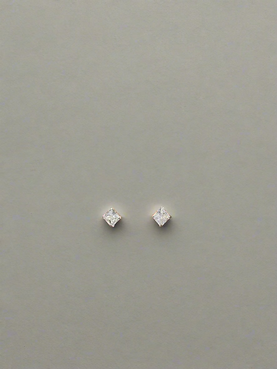 925 Silver Square Ear Studs