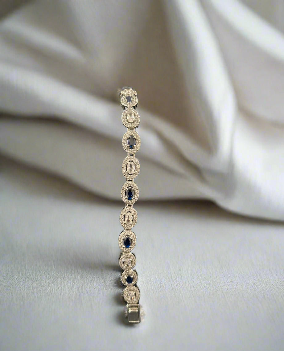 Blue Stone Sterling Silver Bracelet For Girls (GB203)