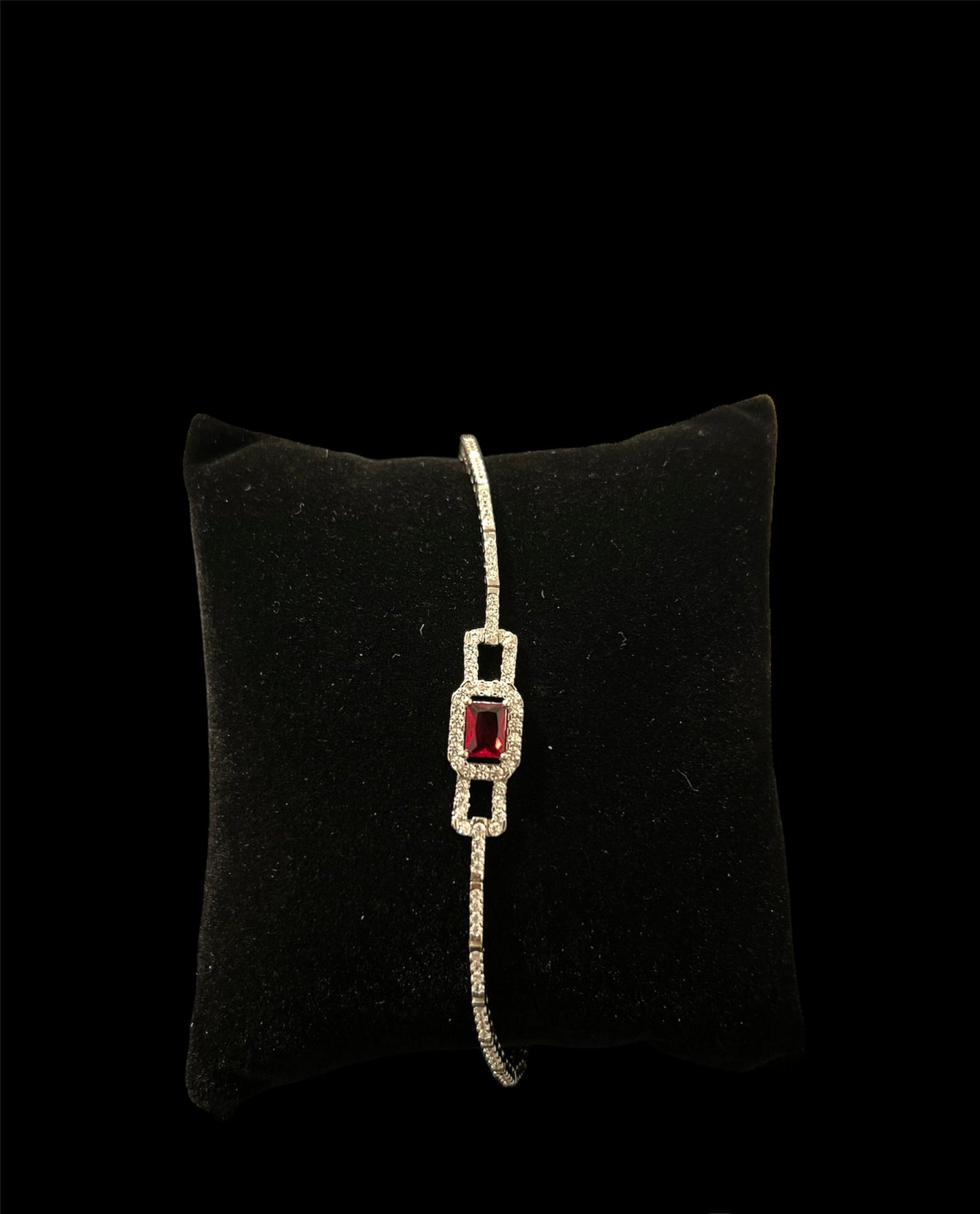 Red Ruby Stone Sterling Silver Bracelet For Girls (GB206)