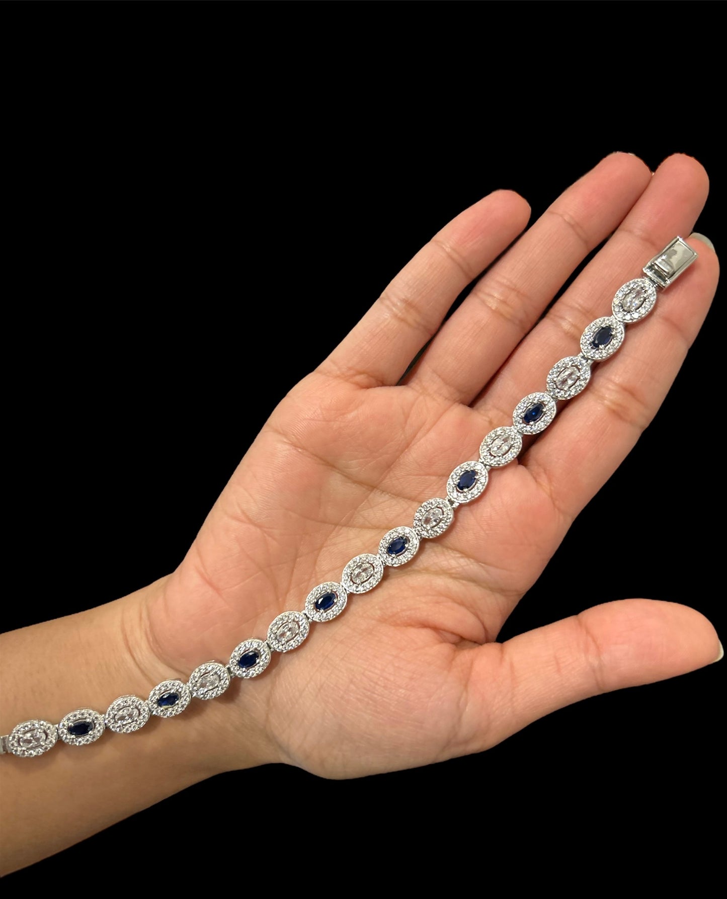 Blue Stone Sterling Silver Bracelet For Girls (GB203)