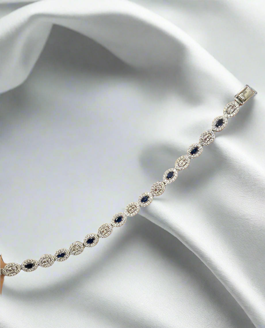 Blue Stone Sterling Silver Bracelet For Girls (GB203)