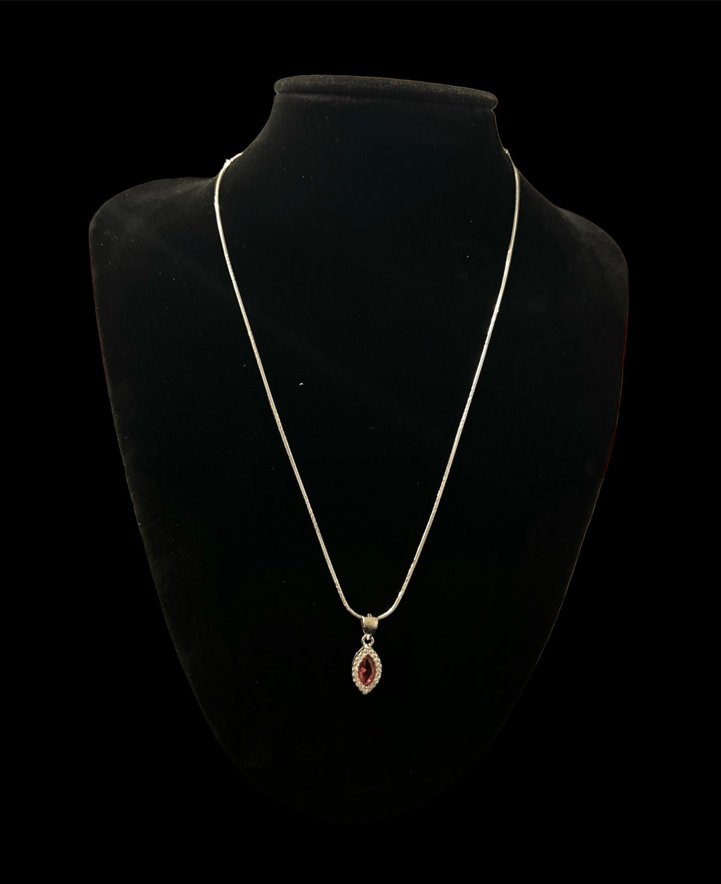 Pendant Set With Chain For Girls In 925 Sterling Silver (Red Ruby) (PS304)