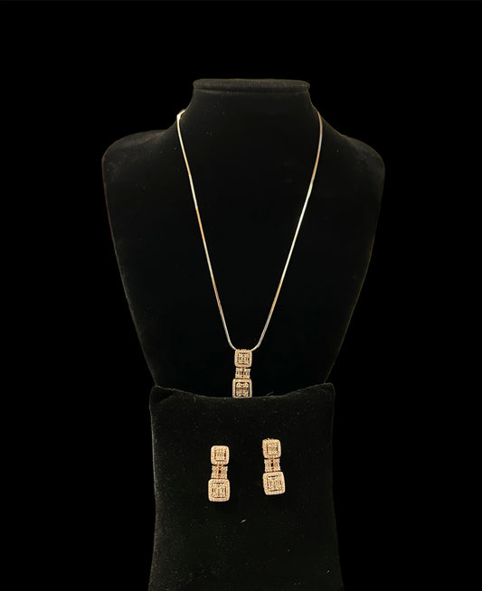 Pendant Set With Chain For Girls In 925 Sterling Silver (Rose Gold Plated) (PS302)